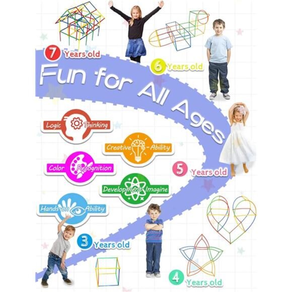 600PCS STEM Building Toy Straw Constructor Toy Up Grade Engineering Building Set - Picture 3 of 6